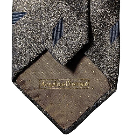 Vintage Anselmo Dionisio Silk Tie Necktie Metallic Bronze Copper Geometric Italy - Picture 4 of 8